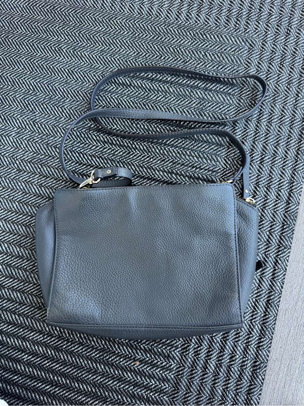 kate spade navy pebbled leather crossbody with front pocket - Picture 2 of 7